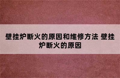 壁挂炉断火的原因和维修方法 壁挂炉断火的原因